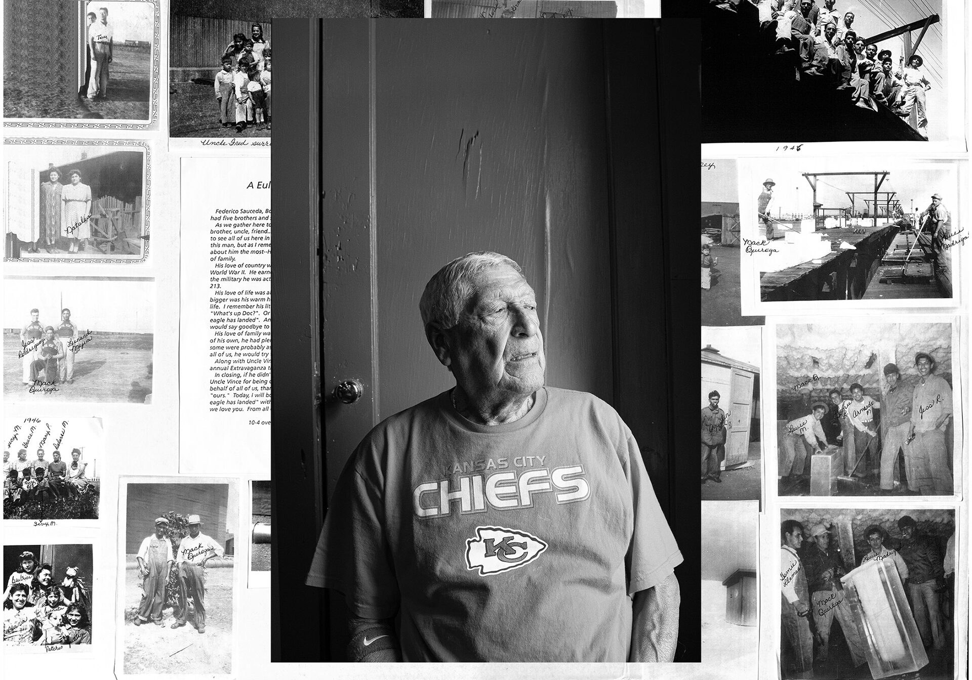 Tony Quiroga is a Kansas City veteran and former ice plant worker. His family's story is one of a handful about a small Mexican community nestled between the 42nd Street bridge and main rail line. (Ji Stribling | Flatland)