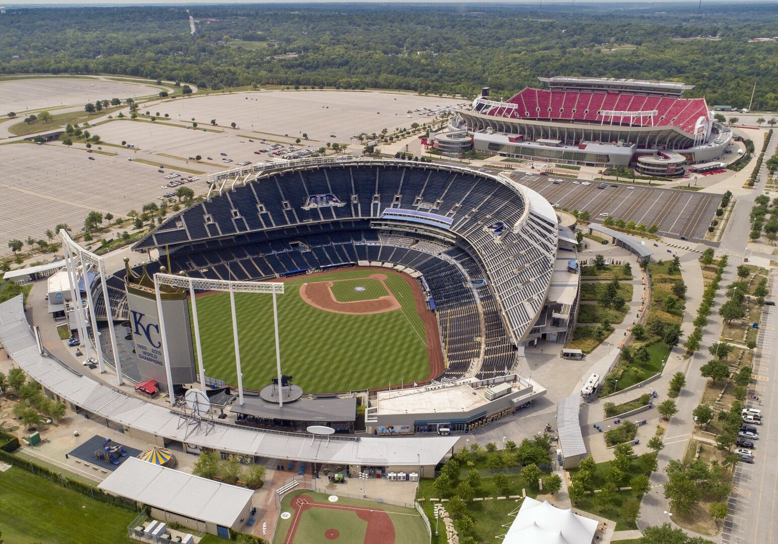 An aerial view of Truman Sports Complex.