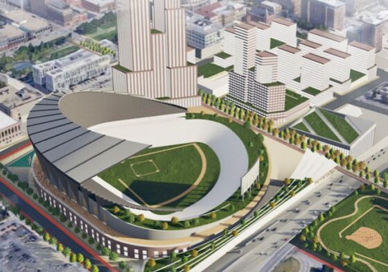 The University of California Berkley team included a new ballpark for the Royals as part of their redevelopment proposal for the East Village.