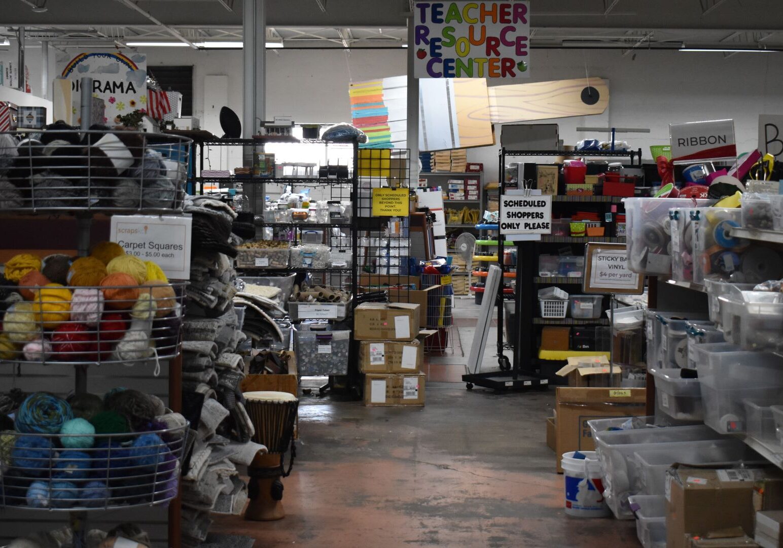 A storage facility for second-hand items at ScrapsKC.