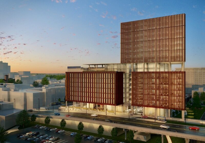 Podium office/hotel rendering