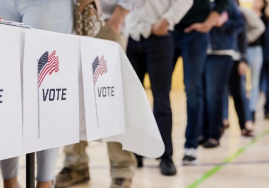 People in line to vote.