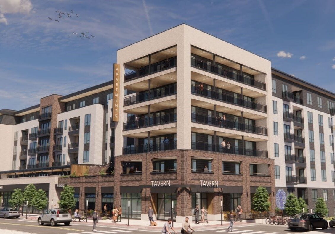 Rendering of the 74 Broadway apartment project.