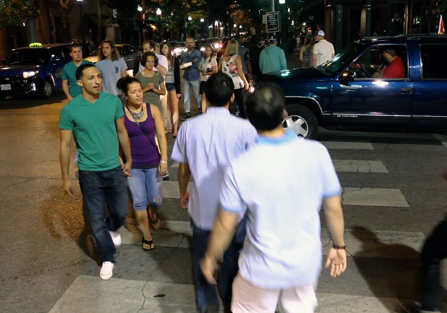 People out at night in Westport