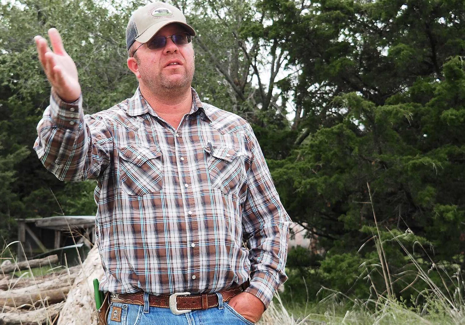 Austin Cline farms on 1,000 acres in southern Marshall County, Kansas. To the north, the skyline will soon be dotted with wind turbines.