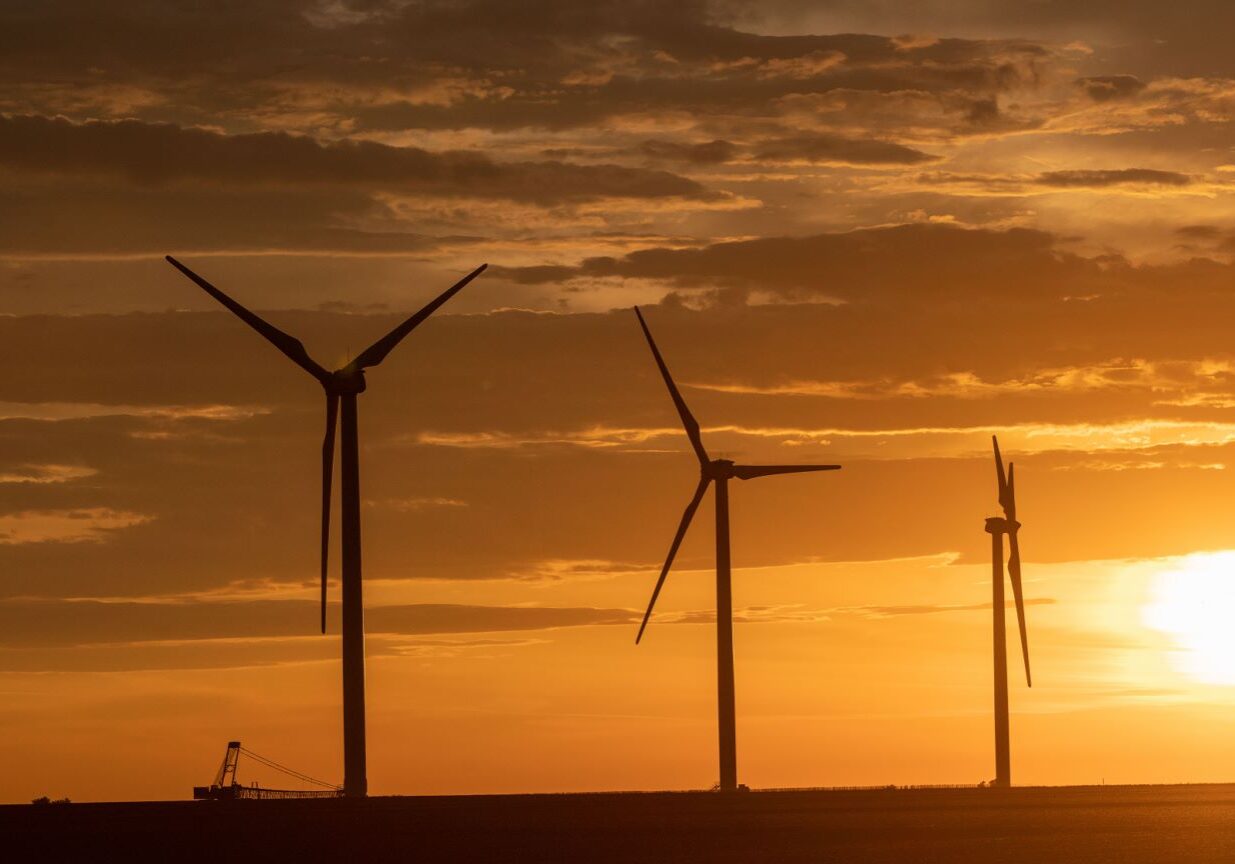 Wind turbines on the prairie.