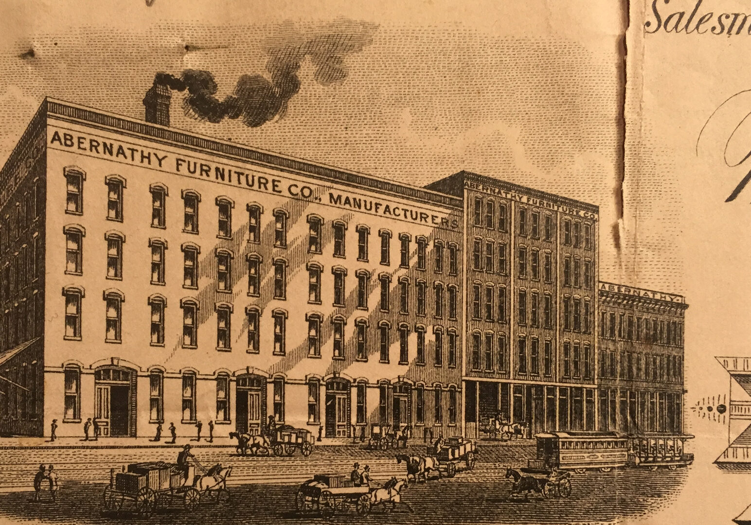 an old image of the abernathy warehouse featured on a recipt