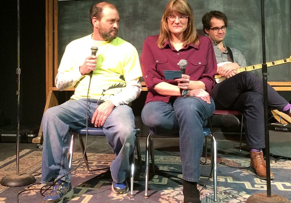 Scott Foley (left) and Chris Long were among the parents of children with autism who took part in "An Evening With The Rents," a comedy fundraiser for a camp catering to autistic kids.
(Photo: Alex Smith / Heartland Health Monitor)
