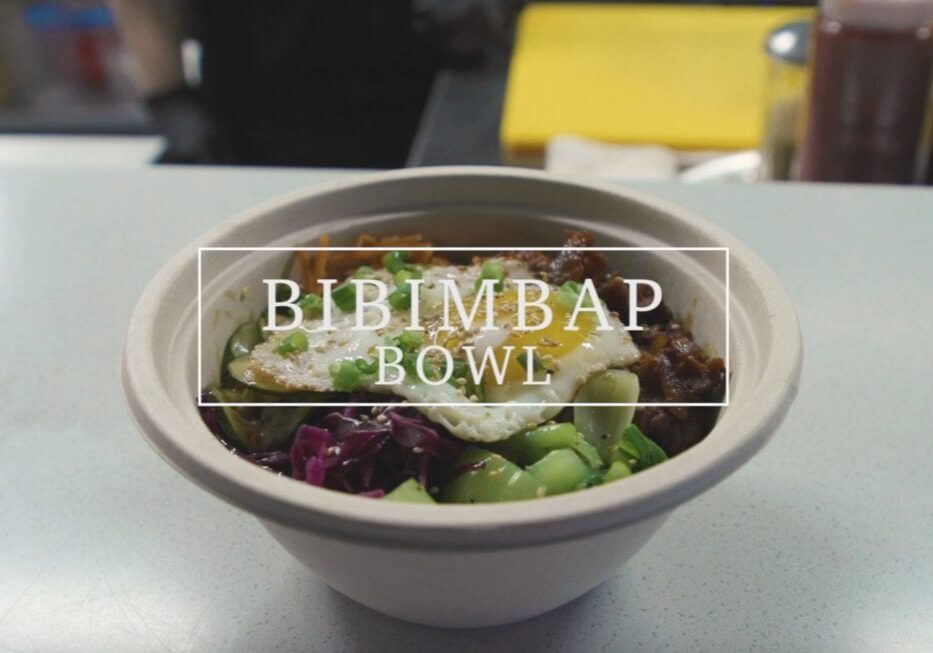 a bowl of Korean food.