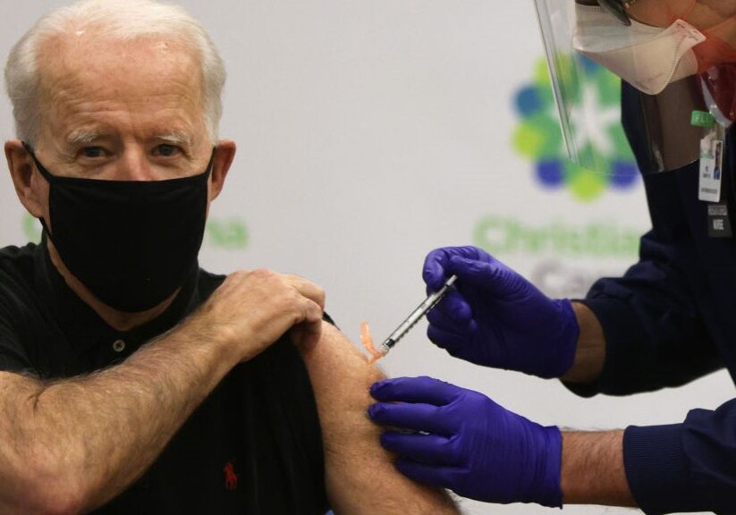President Joe Biden receives the second dose of the COVID-19 vaccination