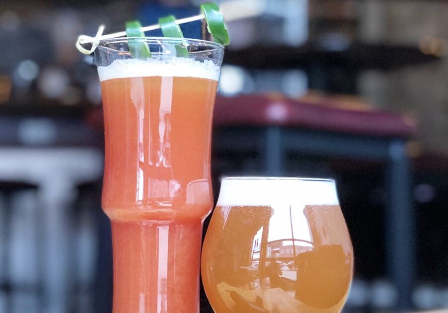 Get some heat with Prairie Fire Saison or a "Prairie Mary," beer cocktail at Border Brewing Co.