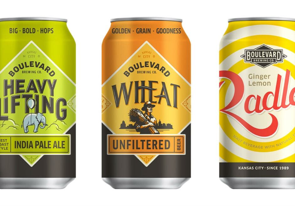 Three canned beers from Boulevard Brewing Company.