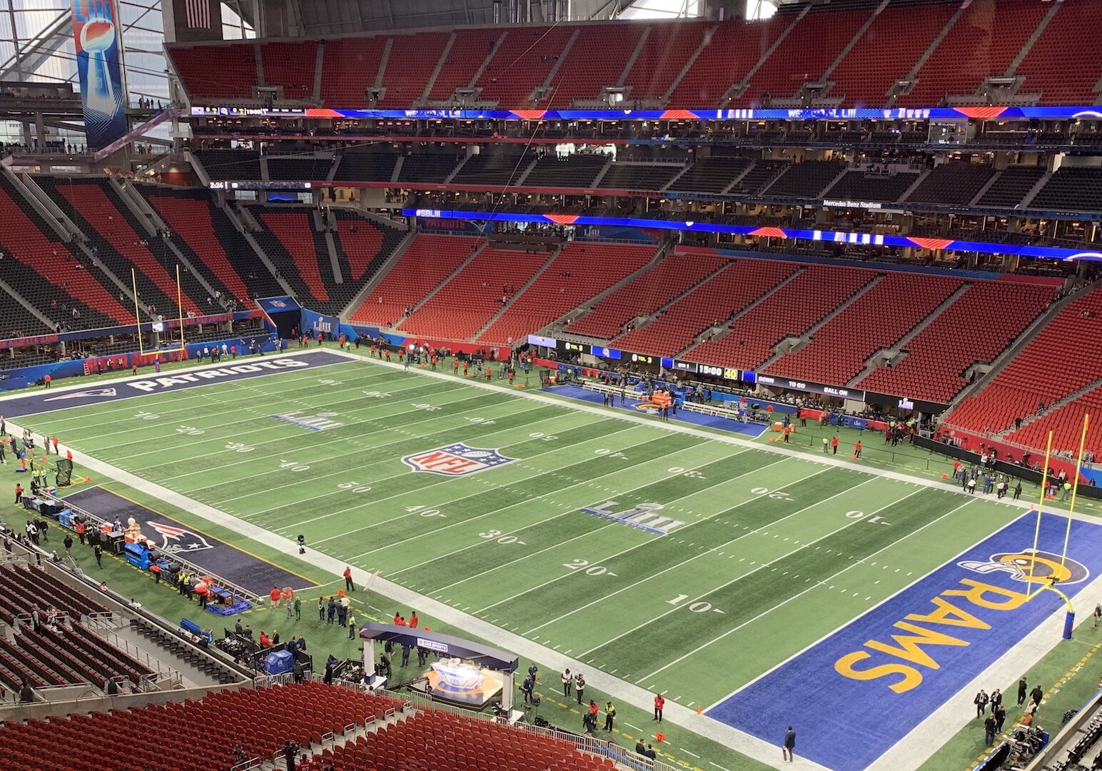 Mercedes-Benz AStadium in Atlanta from the press box before the game.