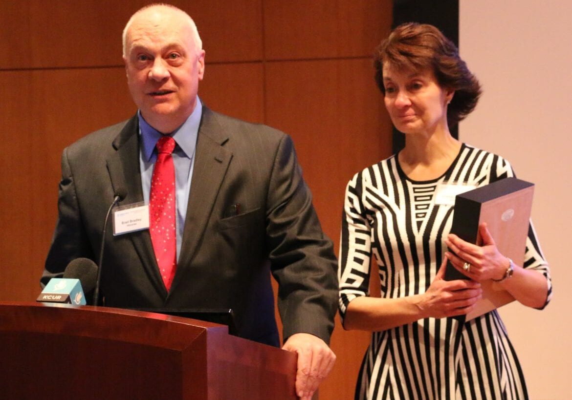 william bradley and robbie harding thank the crowd for acknowledging their gift