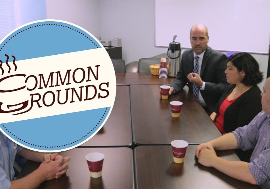 Local members of the LGBT community gather over coffee to discuss their lives after the Orlando shooting. From left, Greg Razer, Gina Vidal, and Ash R. Allee. Not pictured, Stuart Hinds, Matt Parker Green, and Hugo Ximello-Salido. (Photo: KCPT)