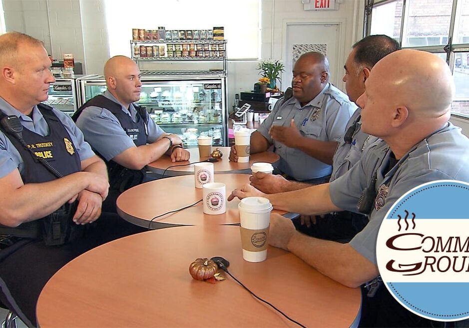 Kansas City, Kansas police officers around a table