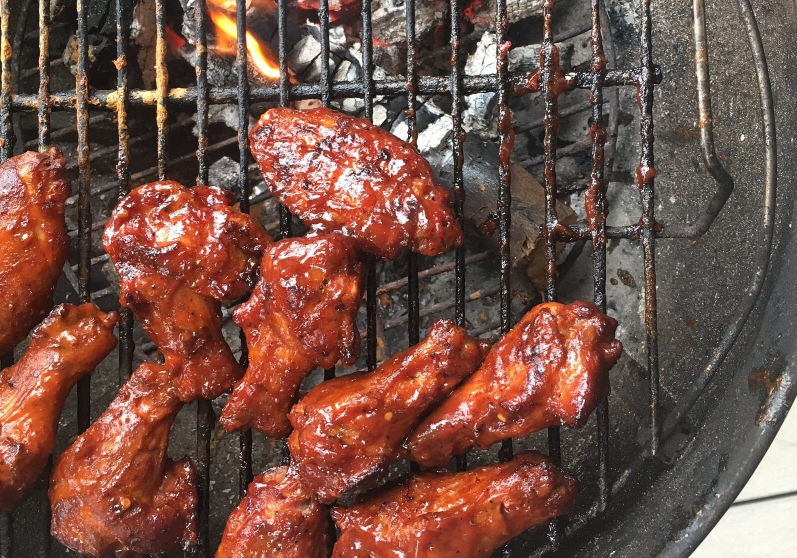 Mike and Amy Mills' famous smoked chicken wings, as prepared in Ari Shapiro's backyard.