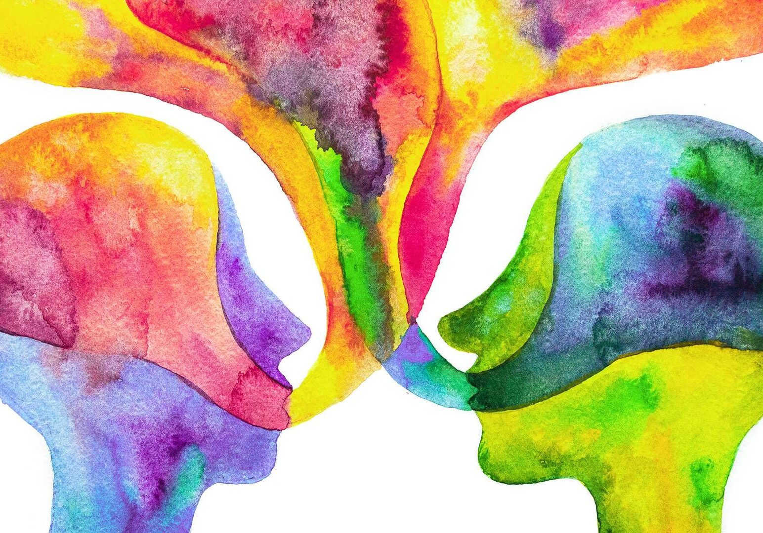 Abstract illustration of two people having a conversation.