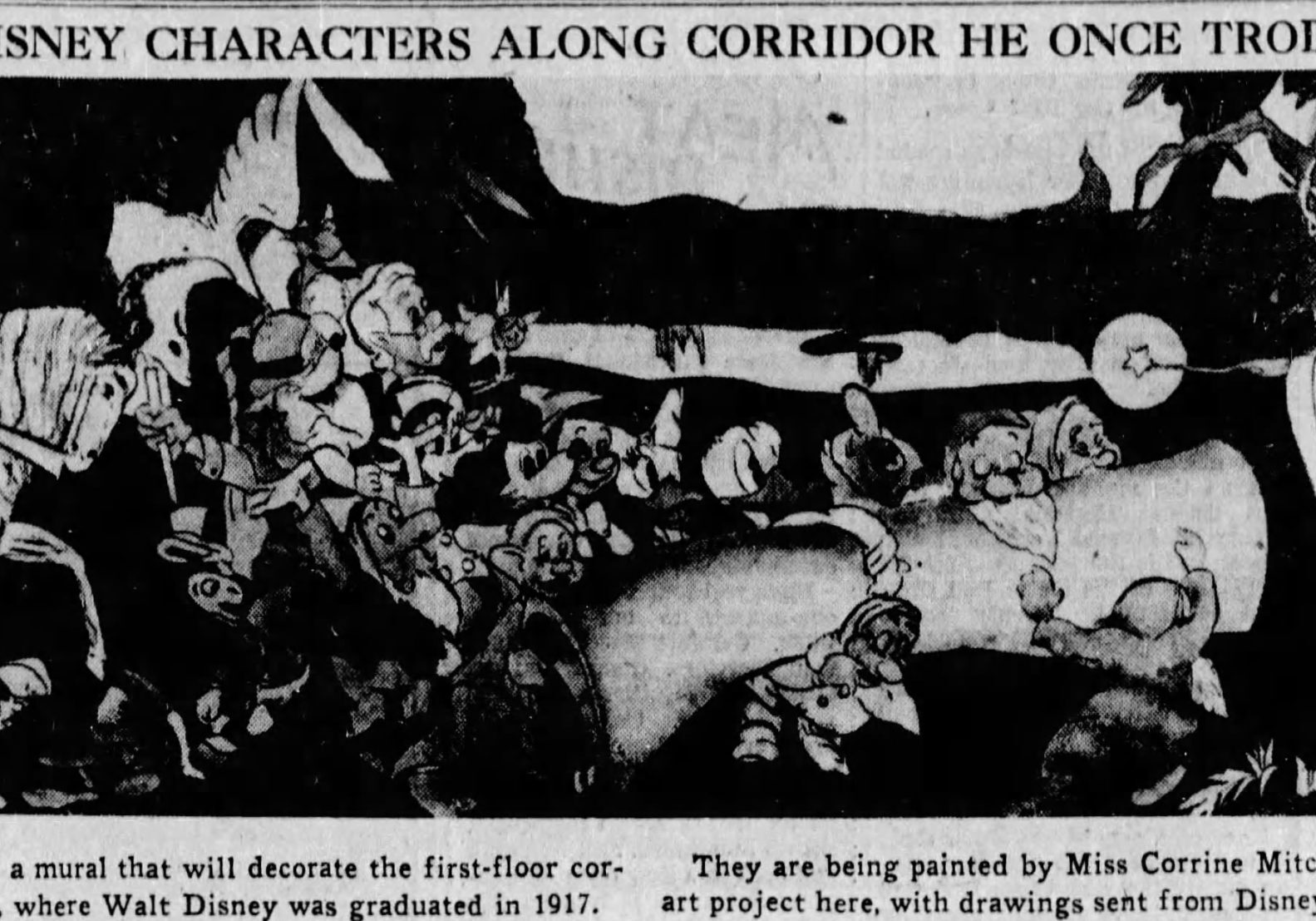 A KC Star clipping featuring rendering of one of the missing murals.