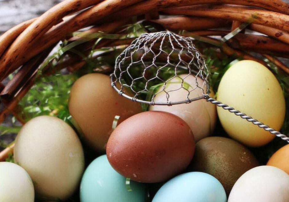 Easter eggs in a basket