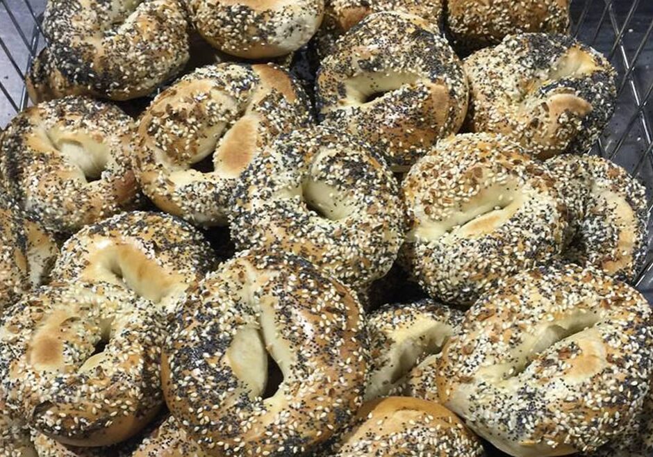 Everything bagels from Meshuggah Bagels