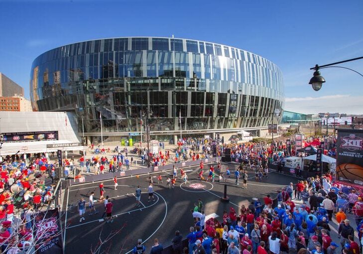 Swarms of people outside the T-Mobile Center