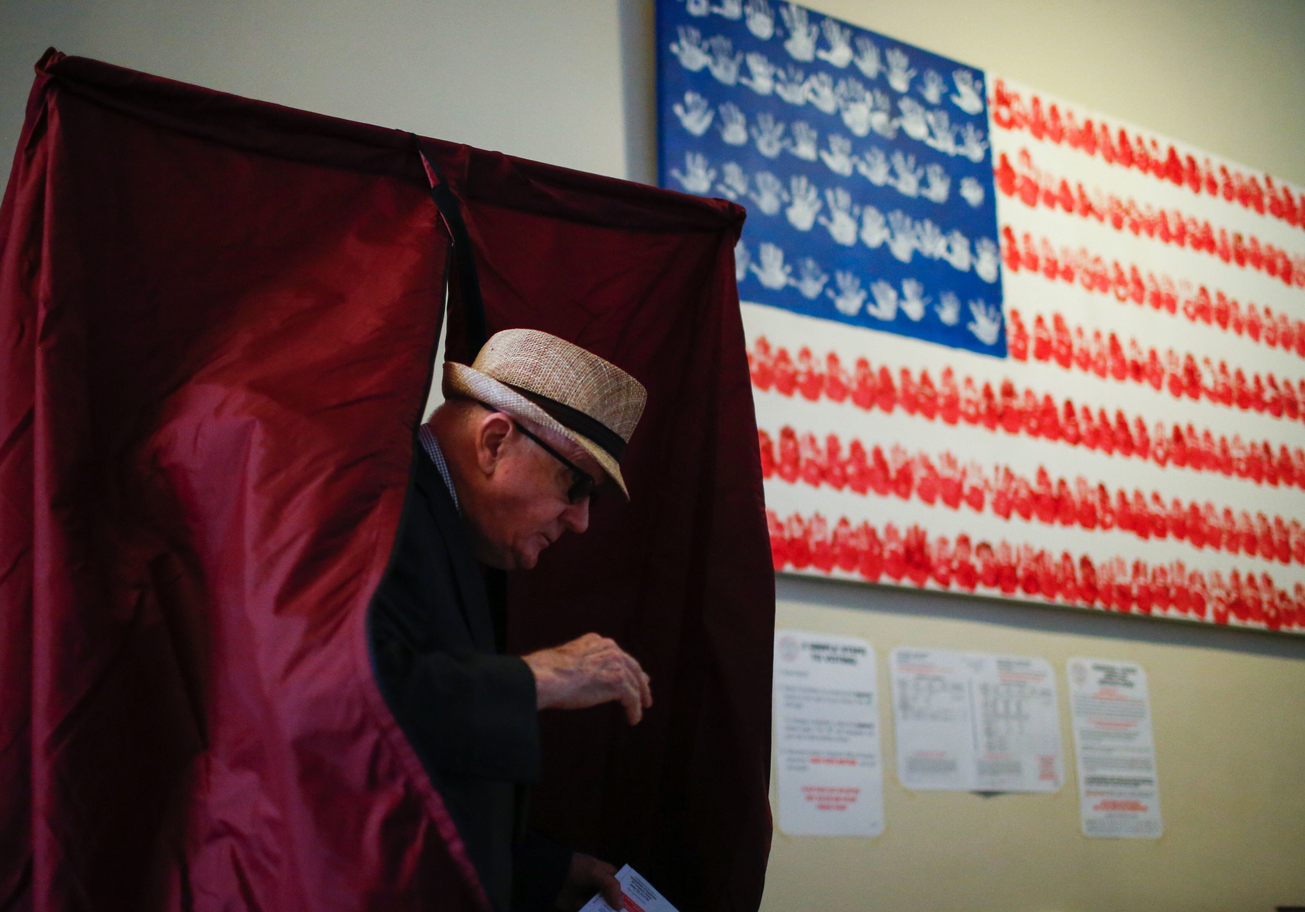 A man casts his ballot at a polling station in Hoboken, N.J., during New Jersey's primary elections June 7.