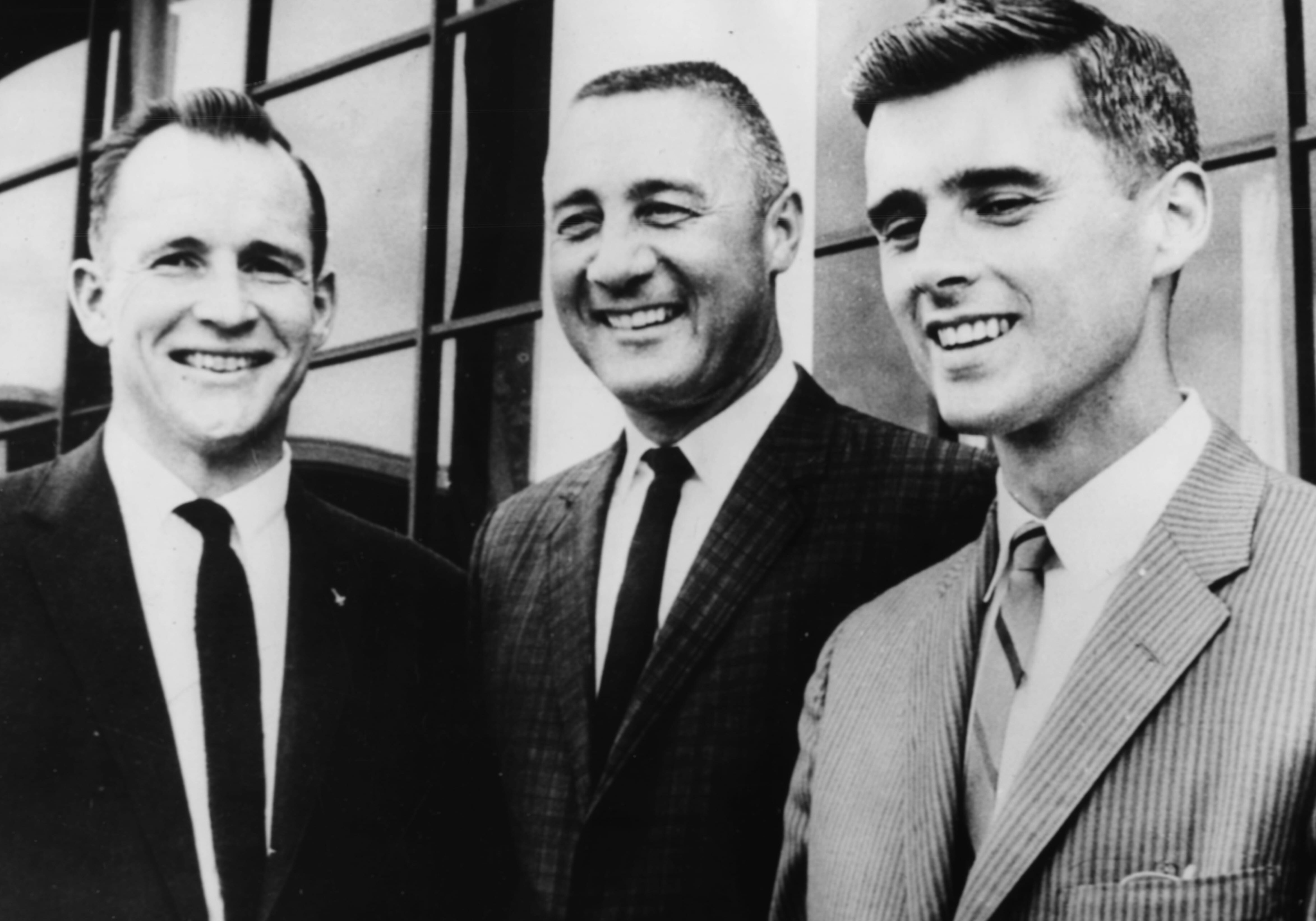 Apollo 1 astronauts Ed White (from left), Gus Grissom and Roger Chaffee, 1967. The astronauts died as a result of a fire in the cockpit during a training session on Jan. 27, 1967.