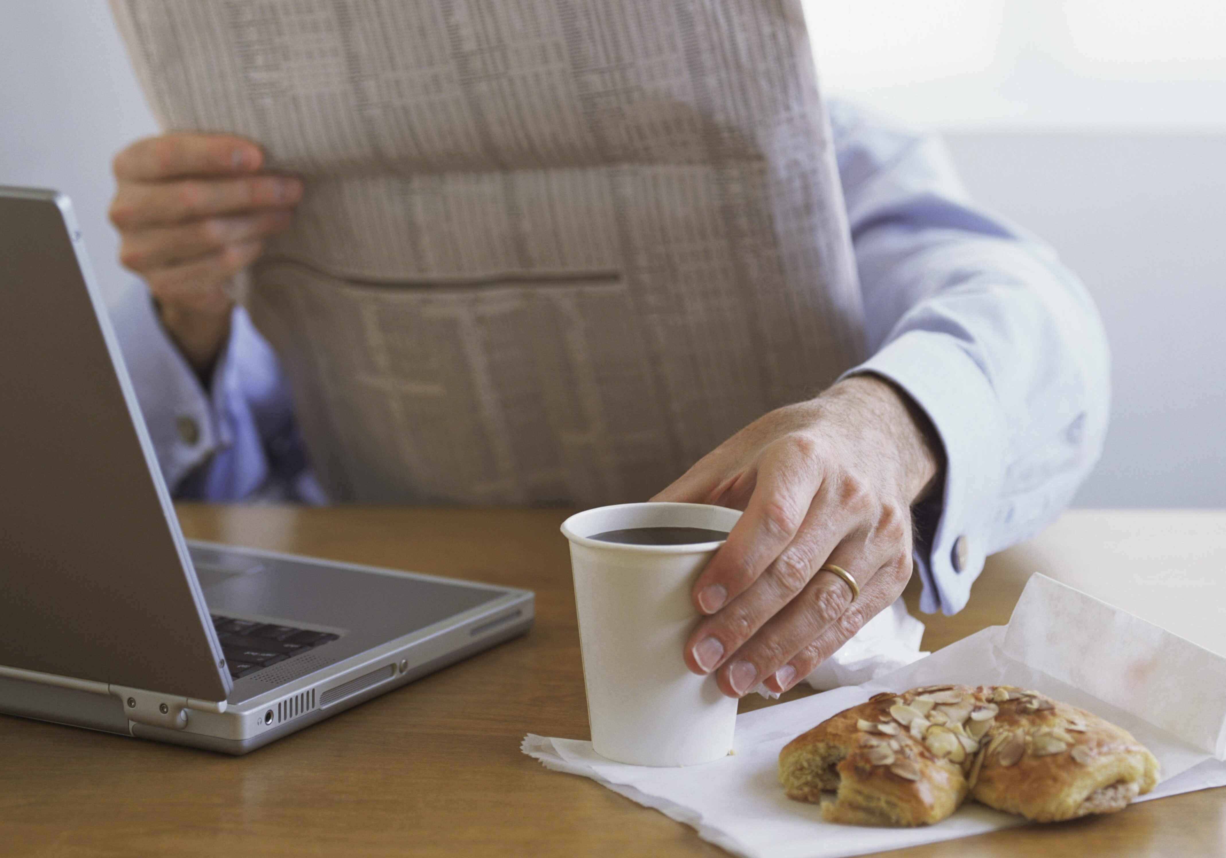 Man eating breakfast.