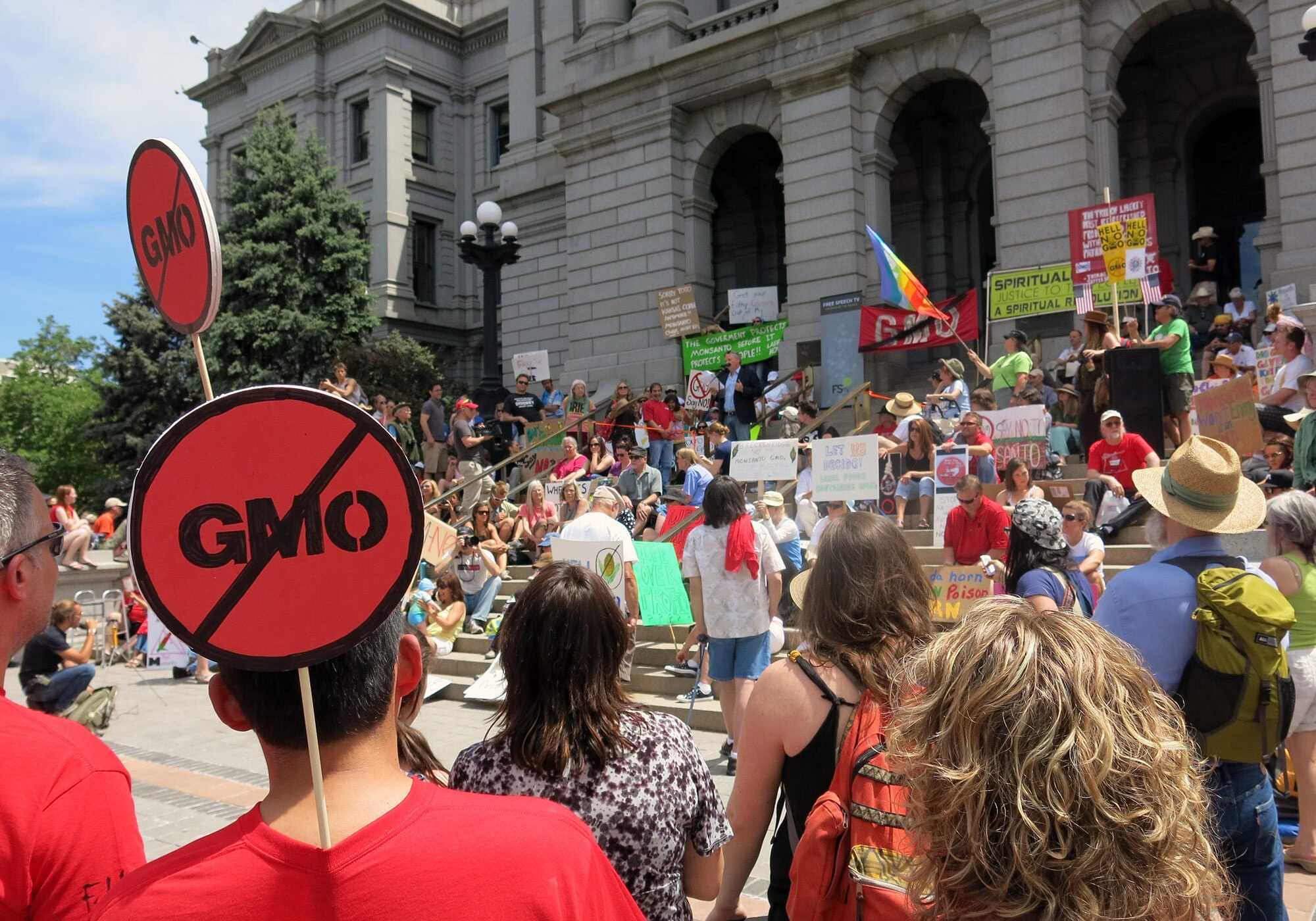 Protestors rally in Colorado.