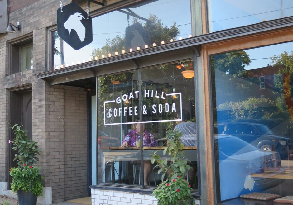 Exterior shot of a coffee shop