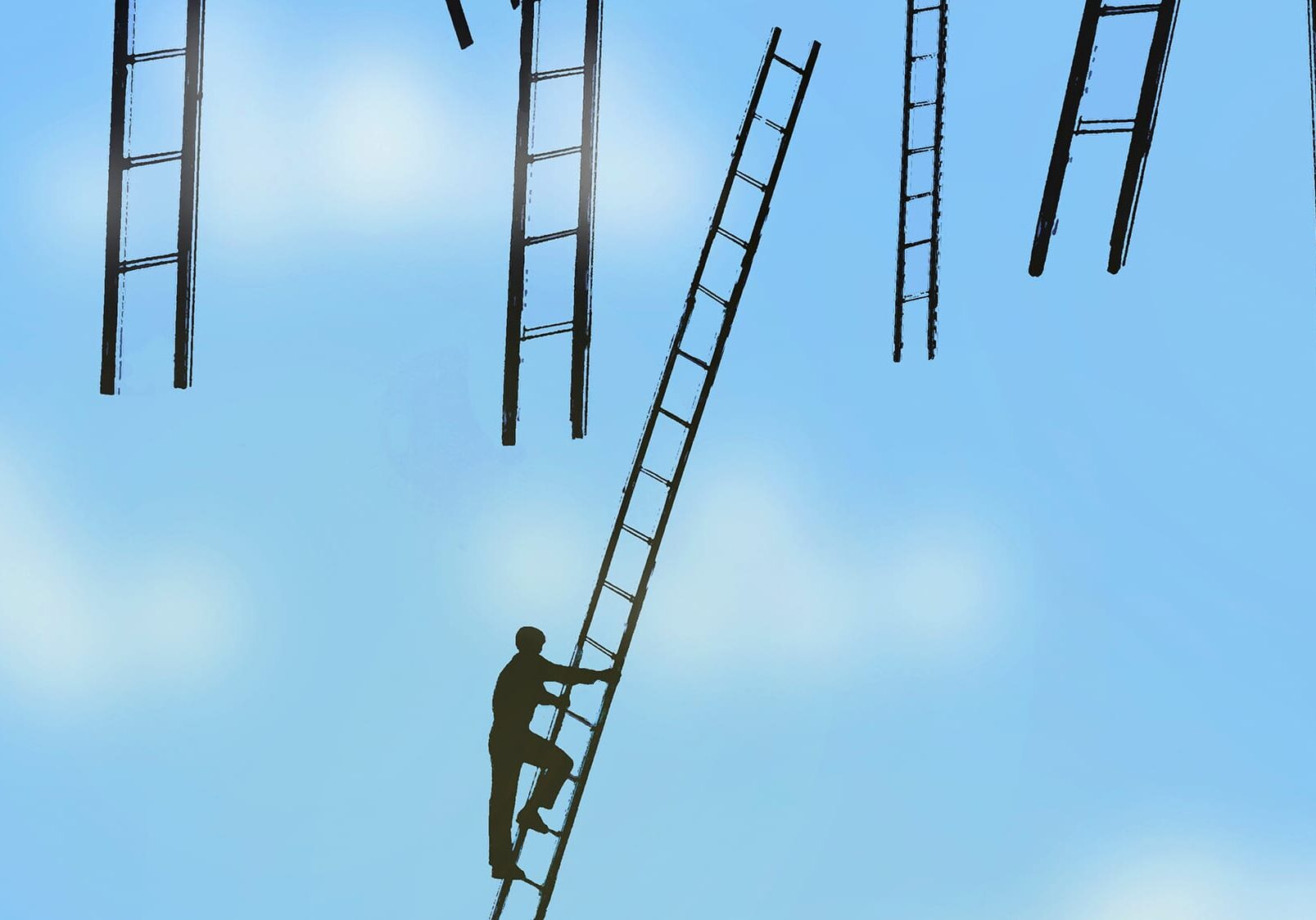 Illustration of man on ladder