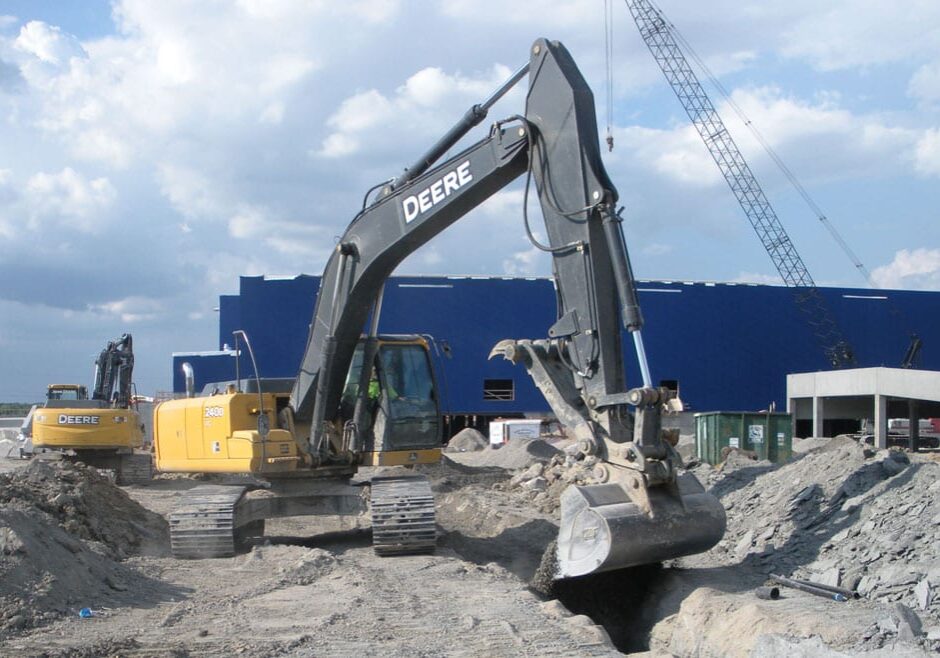 backhoe digging dirt