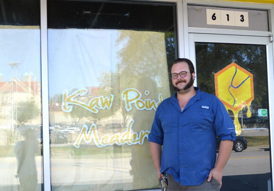 Daniel Bauer, in front of the future home of Kaw Point Meadery, on 6th Street. (Jonathan Bender | Flatland)