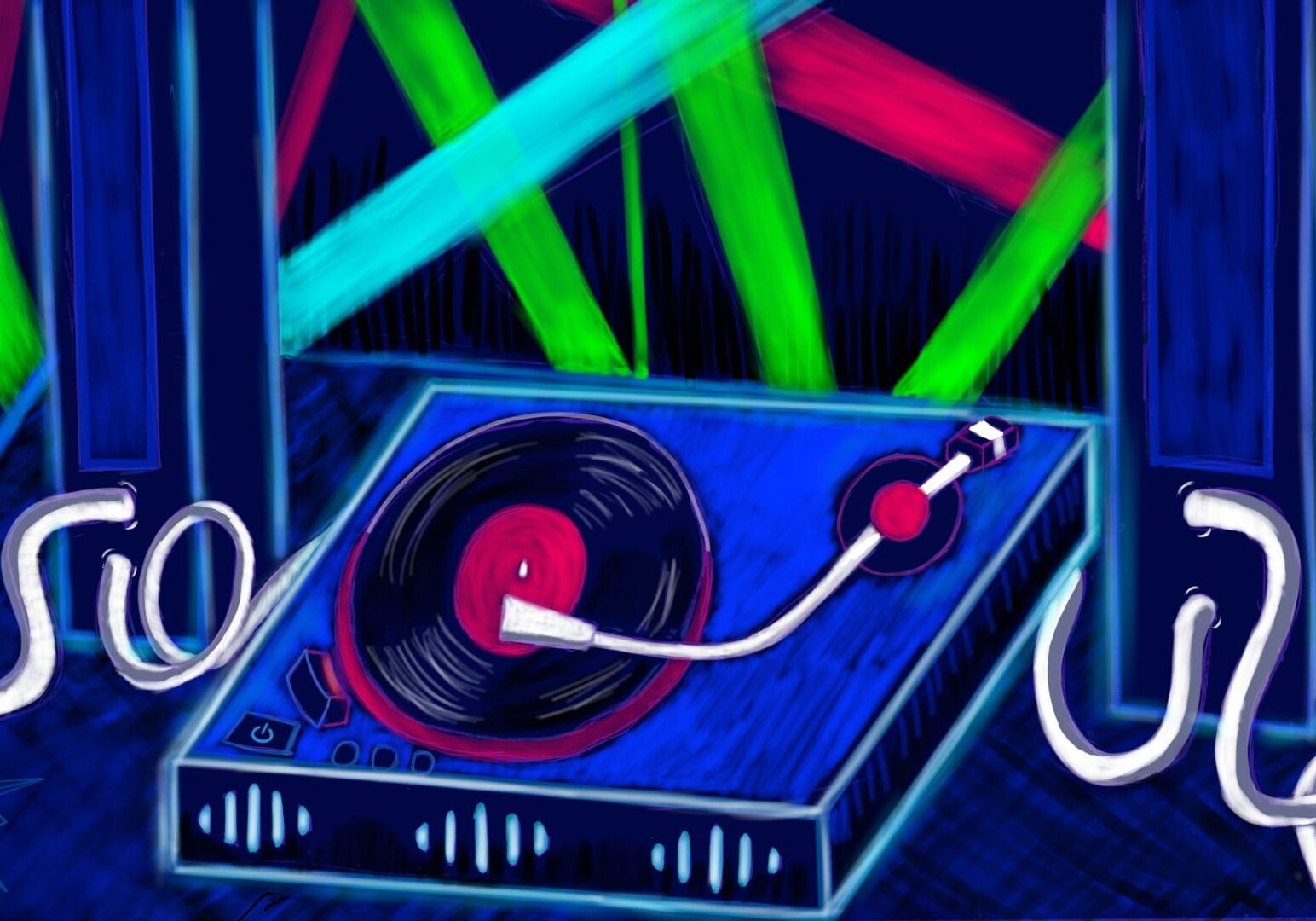 Vinyl record on turntable