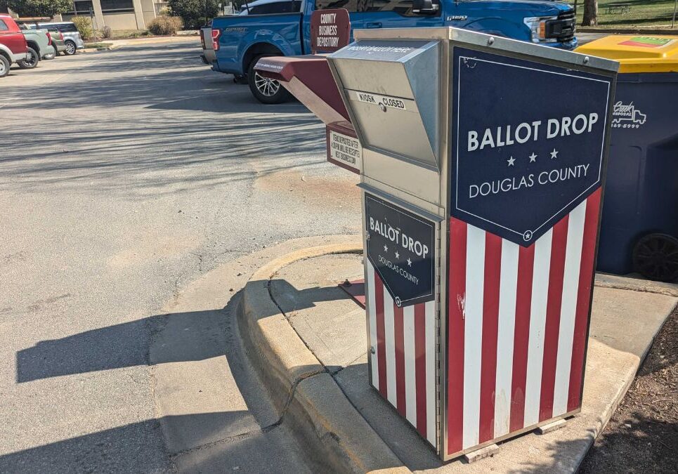 A ballot dropbox in Douglas County, Kansas