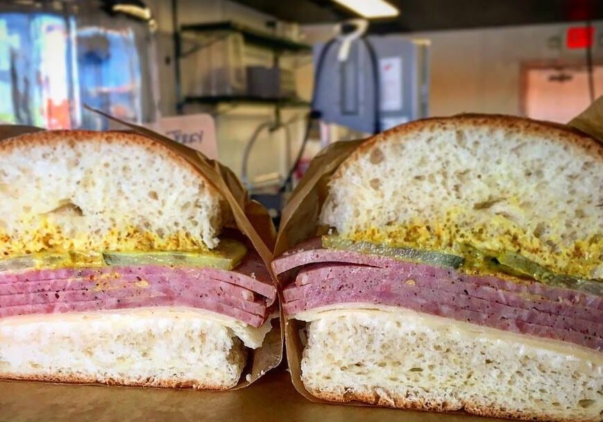 summer sausage on round deli rolls at Leeway Butcher