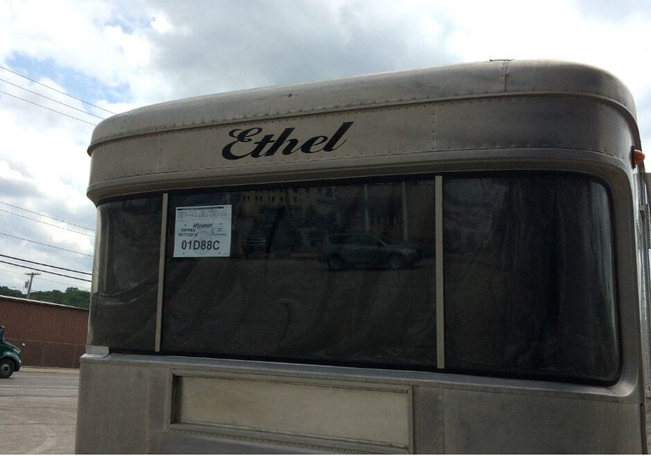 A front view of a food truck.