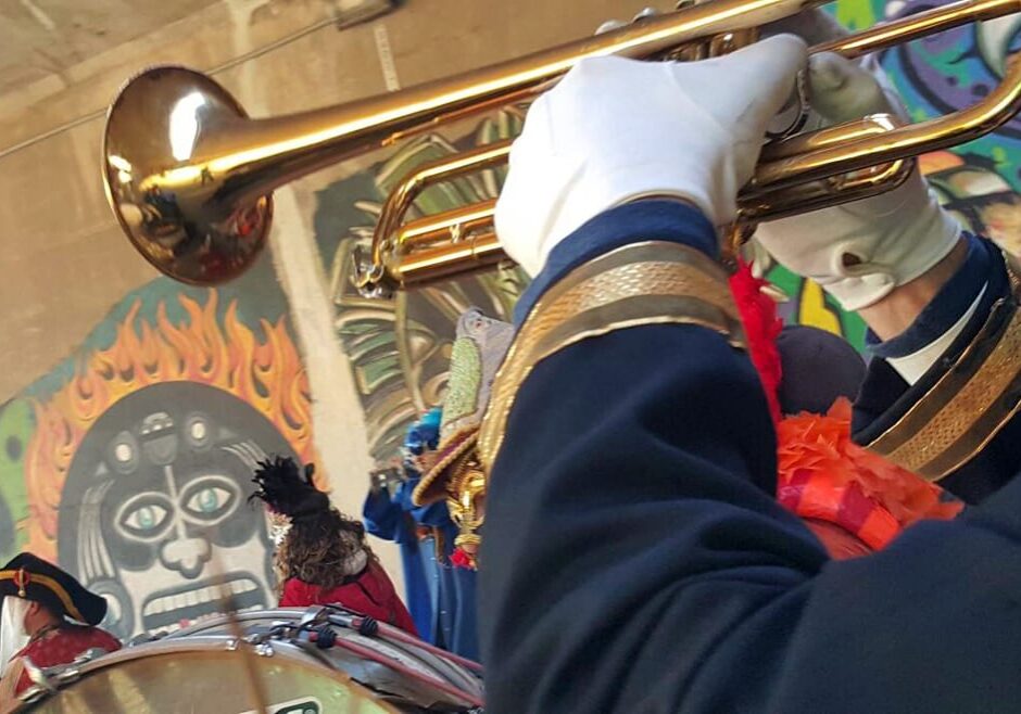 A trumpet in a parade