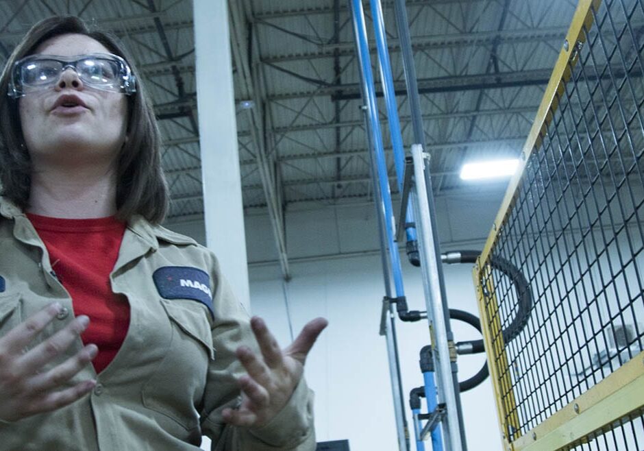 Meg Reinhardt in the plant