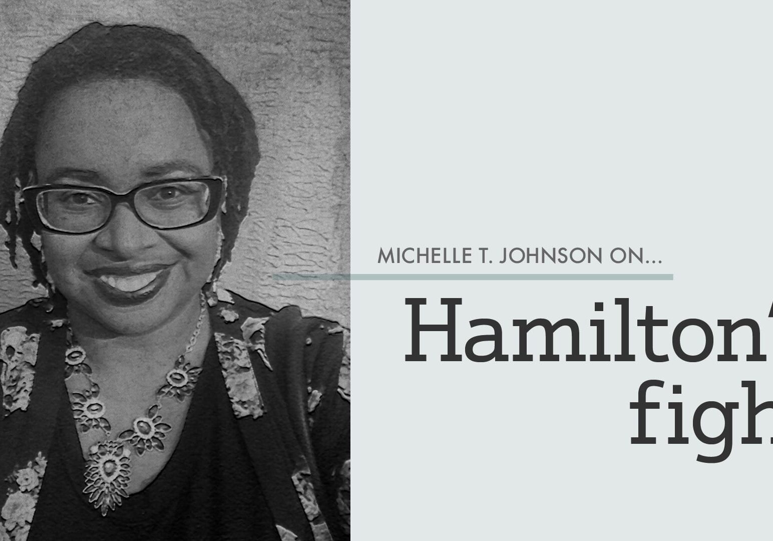 Cover art for MTJ column "Hamilton's fight"