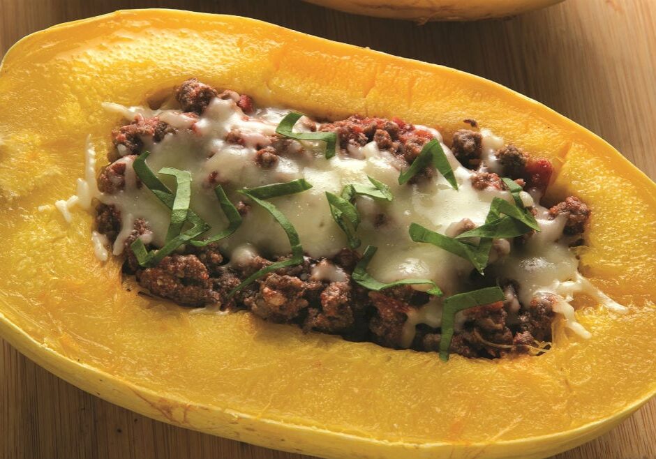 Lasagna-stuffed spaghetti squash