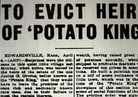 After the deaths of Junius Groves in 1925 and his wife Matilda in 1930, the Groves family struggled financially, leading to receiving an eviction notice in 1933. (newspapers.com)