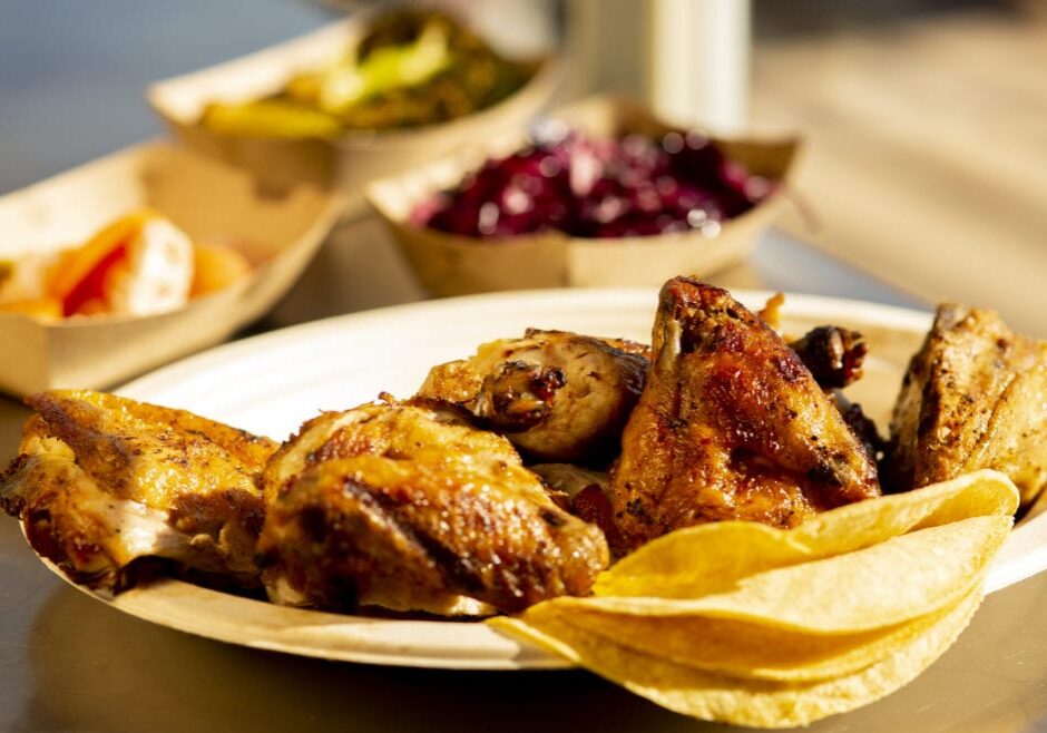 whole chicken comes with corn tortillas and pickled vegetables