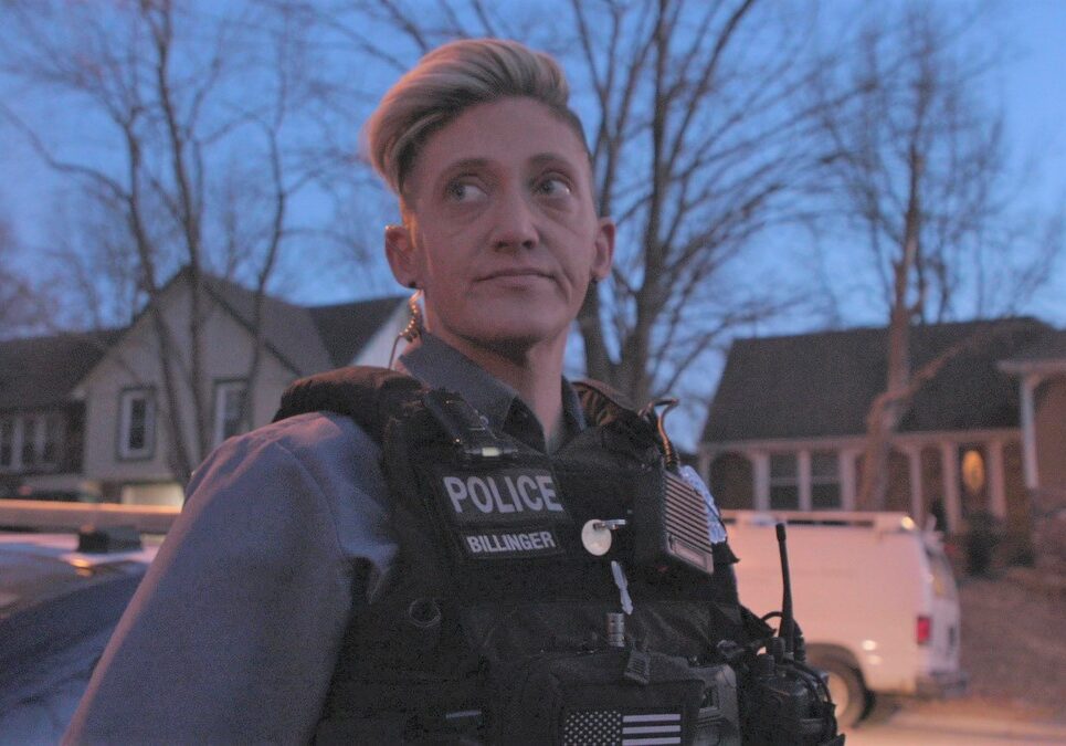 Lauren Billinger, a South Patrol officer with the Kansas City Police Department, responding to a call for service.