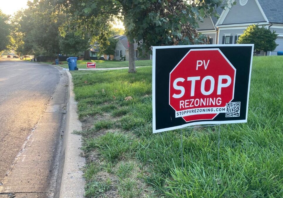 Signs in support of PV United line some streets in Prairie Village.