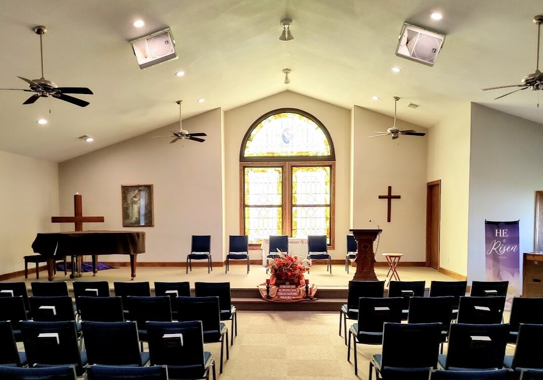 he stained glass in the church sanctuary at Bountiful came from a closed Presbyterian church in Iowa. (Bill Tammeus | Flatland)