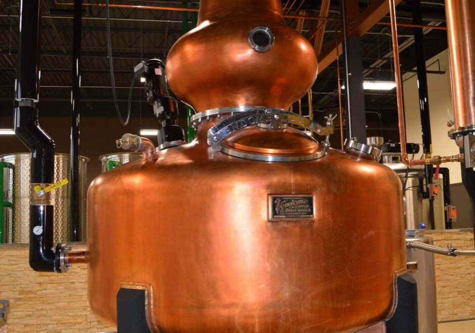 ‘Darby O’Still,’ the focal point of North Kansas City's Restless Spirits distillery, is a 500-gallon, onion-shaped, copper pot still specifically designed to produce Irish whiskey. (Photo: Jonathan Bender | Flatland)