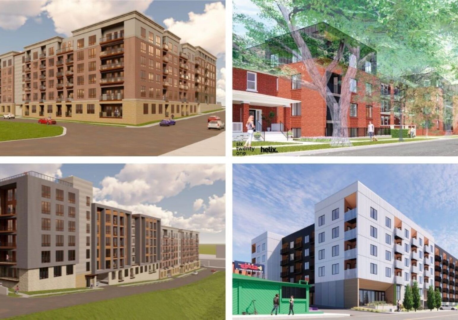 Artists' renderings for two upcoming RideKC Development Corp. projects