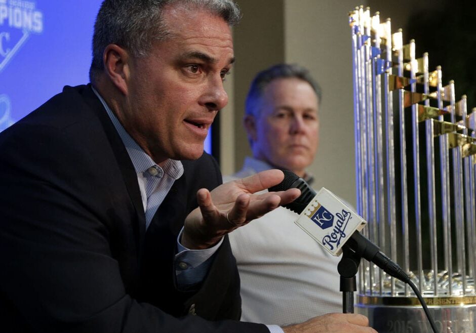 Kansas City Royals general manager Dayton Moore and manager Ned Yost